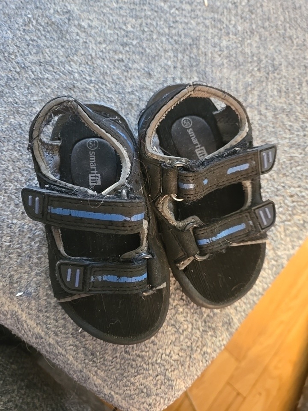 smartfit Black Sandals with Light Blue Stripes